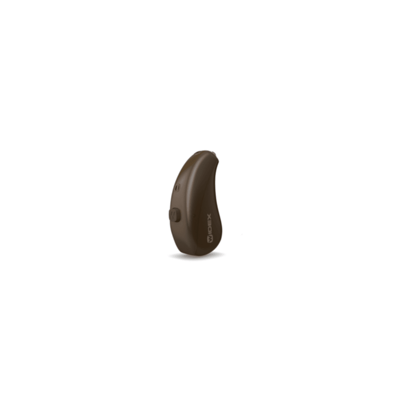 The hearing aid Widex Moment 220/440 in chestnut brown by Auzen with premium audiology service online. 